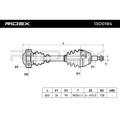 Półoś Napędowa RIDEX 13D0184 13D0184 - foto 6