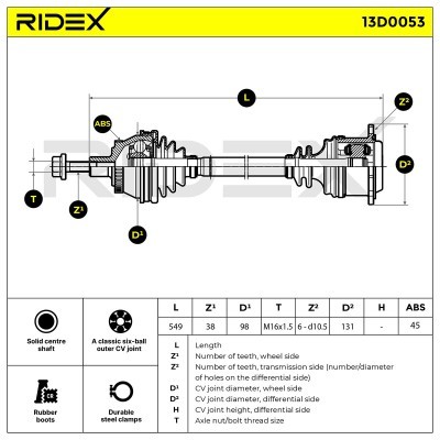 Półoś Napędowa RIDEX 13D0053 13D0053 - foto 6