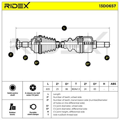 Półoś Napędowa RIDEX 13D0657 13D0657 - foto 7