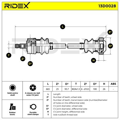 Półoś Napędowa RIDEX 13D0028 13D0028 - foto 7