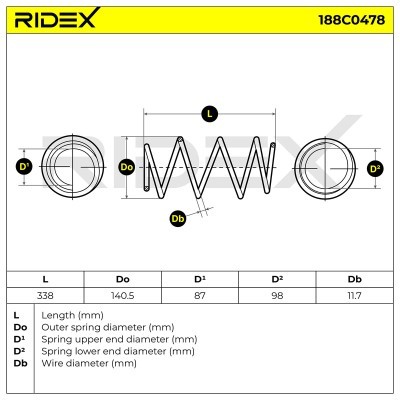 Sprężyna Zawieszenia RIDEX 188C0478 188C0478 - foto 3