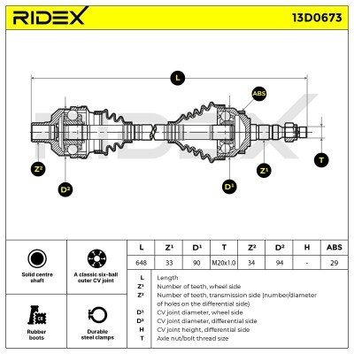 Półoś Napędowa RIDEX 13D0673 13D0673 - foto 6
