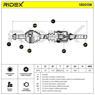 Półoś Napędowa RIDEX 13D0138 13D0138 - foto 7