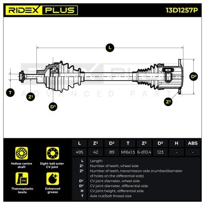 Półoś Napędowa RIDEX 13D1257P 13D1257P - foto 9