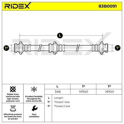 Przewód hamulcowy elast RIDEX 83B0091 83B0091 - foto 4