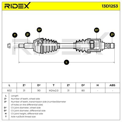 Półoś Napędowa RIDEX 13D1253 13D1253 - foto 7
