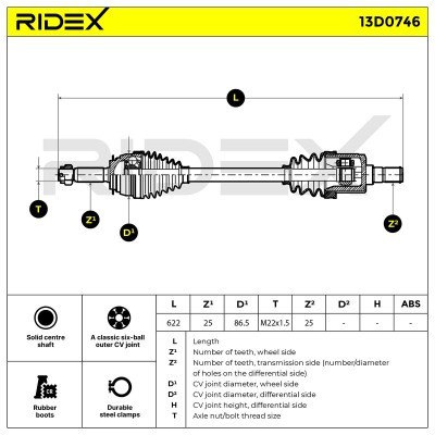 Półoś Napędowa RIDEX 13D0746 13D0746 - foto 7