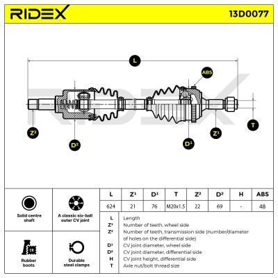 Półoś Napędowa RIDEX 13D0077 13D0077 - foto 7