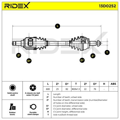 Półoś Napędowa RIDEX 13D0252 13D0252 - foto 6