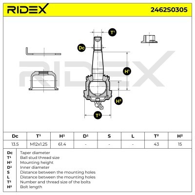 Sworzeń wahacza RIDEX 2462S0305 2462S0305 - foto 5