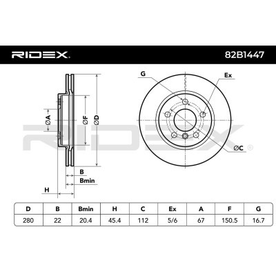Tarcza hamulcowa RIDEX 82B1447 82B1447 - foto 6