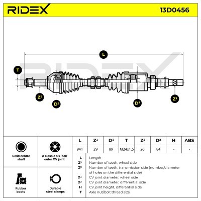 Półoś Napędowa RIDEX 13D0456 13D0456 - foto 7
