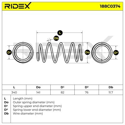 Sprężyna Zawieszenia RIDEX 188C0374 188C0374 - foto 4