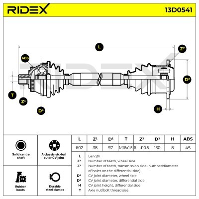 Półoś Napędowa RIDEX 13D0541 13D0541 - foto 6