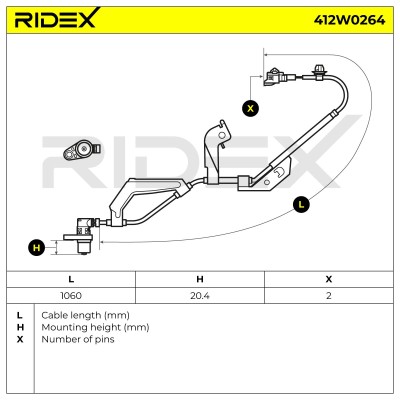 Czujnik ABS RIDEX 412W0264 412W0264 - foto 6