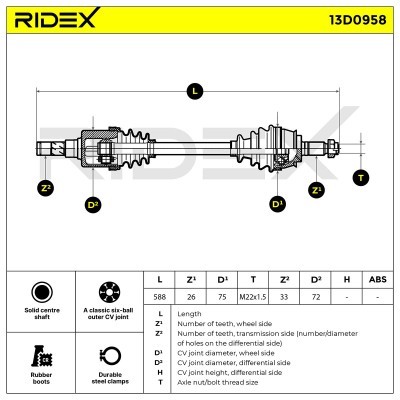 Półoś Napędowa RIDEX 13D0958 13D0958 - foto 8