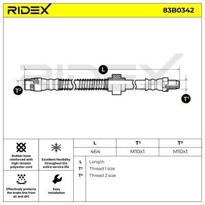 Przewód hamulcowy elast RIDEX 83B0342 83B0342 - foto 6
