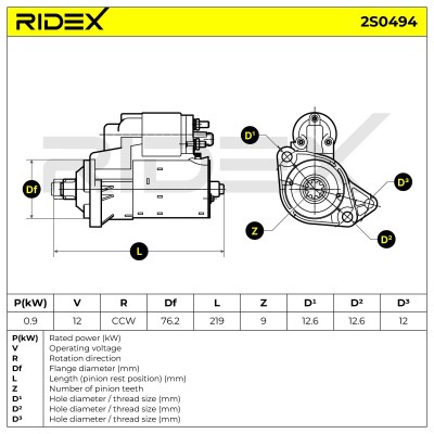 Rozrusznik RIDEX 2S0494 2S0494 - foto 6