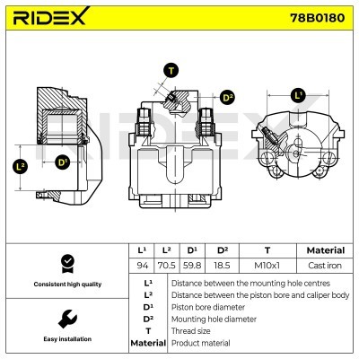Zacisk Hamulcowy RIDEX 78B0180 78B0180 - foto 5
