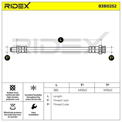 Przewód hamulcowy elast RIDEX 83B0252 83B0252 - foto 2