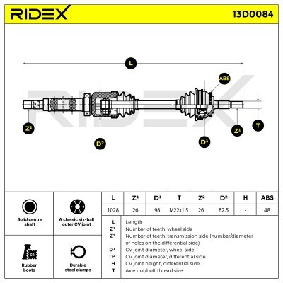 Półoś Napędowa RIDEX 13D0084 13D0084 - foto 5