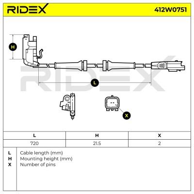 Czujnik ABS RIDEX 412W0751 412W0751 - foto 6