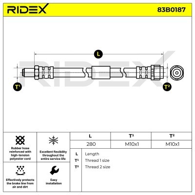 Przewód hamulcowy elast RIDEX 83B0187 83B0187 - foto 3
