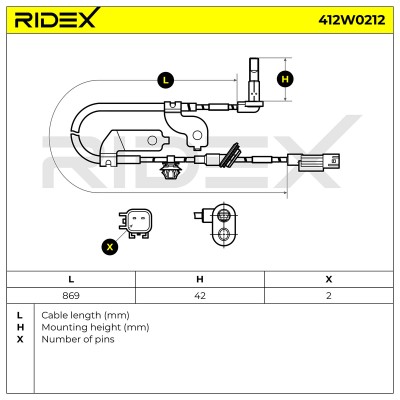 Czujnik ABS RIDEX 412W0212 412W0212 - foto 6