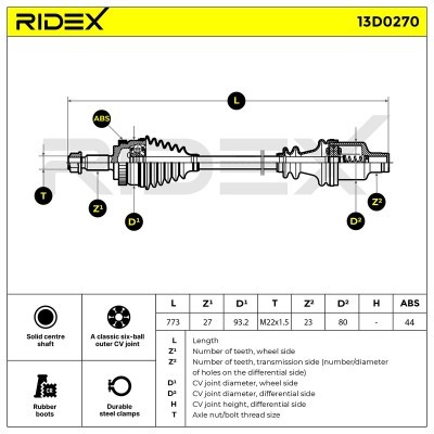 Półoś Napędowa RIDEX 13D0270 13D0270 - foto 6
