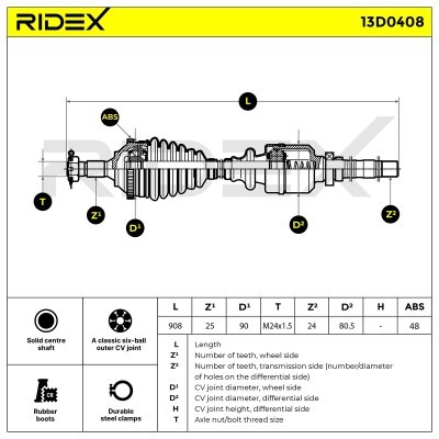 Półoś Napędowa RIDEX 13D0408 13D0408 - foto 7