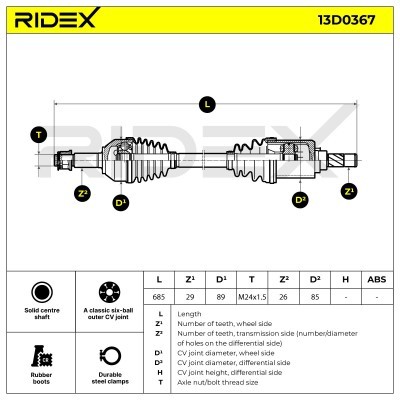Półoś Napędowa RIDEX 13D0367 13D0367 - foto 7