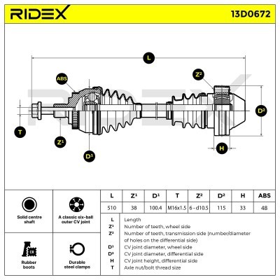 Półoś Napędowa RIDEX 13D0672 13D0672 - foto 6