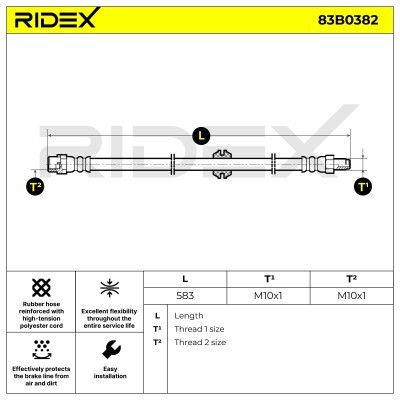 Przewód hamulcowy elast RIDEX 83B0382 83B0382 - foto 6