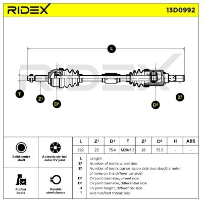 Półoś Napędowa RIDEX 13D0992 13D0992 - foto 14