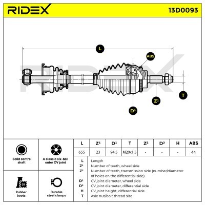 Półoś Napędowa RIDEX 13D0093 13D0093 - foto 7