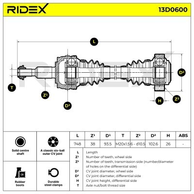 Półoś Napędowa RIDEX 13D0600 13D0600 - foto 6