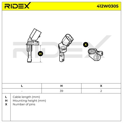 Czujnik ABS RIDEX 412W0305 412W0305 - foto 6