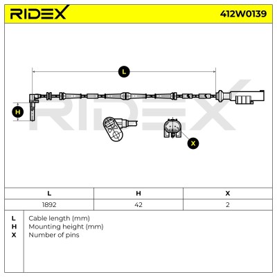 Czujnik ABS RIDEX 412W0139 412W0139 - foto 5