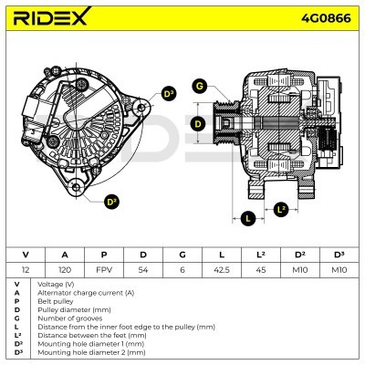 Alternator RIDEX 4G0866 4G0866 - foto 7