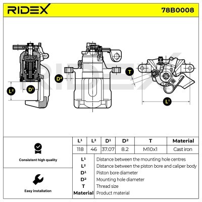 Zacisk Hamulcowy RIDEX 78B0008 78B0008 - foto 5