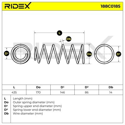 Sprężyna Zawieszenia RIDEX 188C0185 188C0185 - foto 4