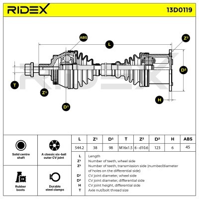Półoś Napędowa RIDEX 13D0119 13D0119 - foto 8