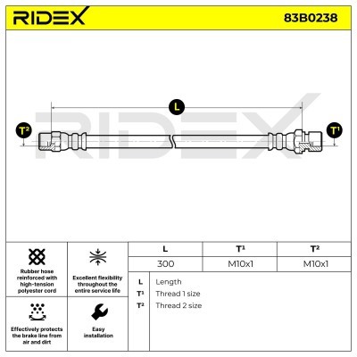Przewód hamulcowy elast RIDEX 83B0238 83B0238 - foto 3