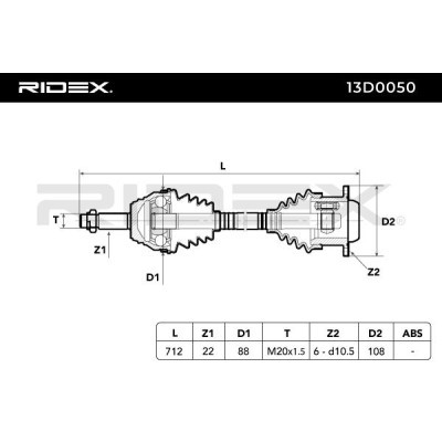 Półoś Napędowa RIDEX 13D0050 13D0050 - foto 6