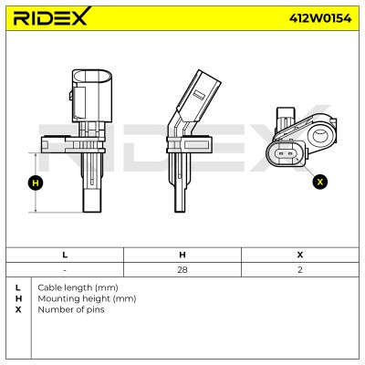 Czujnik ABS RIDEX 412W0154 412W0154 - foto 7