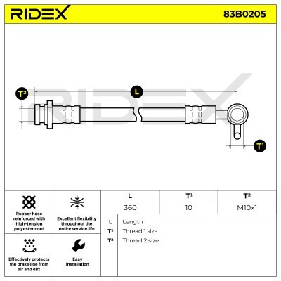 Przewód hamulcowy elast RIDEX 83B0205 83B0205 - foto 6