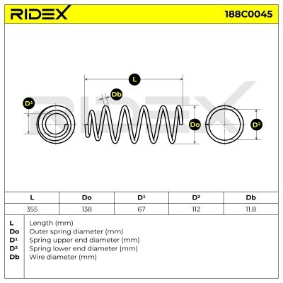 Sprężyna Zawieszenia RIDEX 188C0045 188C0045 - foto 5