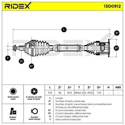 Półoś Napędowa RIDEX 13D0912 13D0912 - foto 12