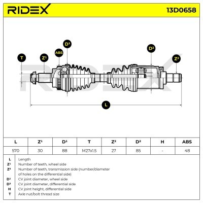 Półoś Napędowa RIDEX 13D0658 13D0658 - foto 7