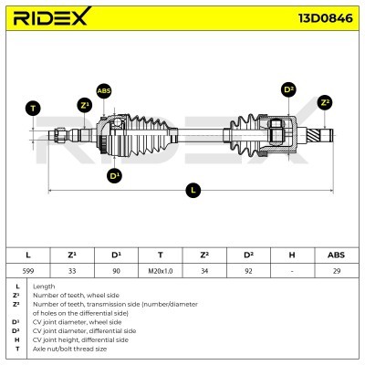 Półoś Napędowa RIDEX 13D0846 13D0846 - foto 7
